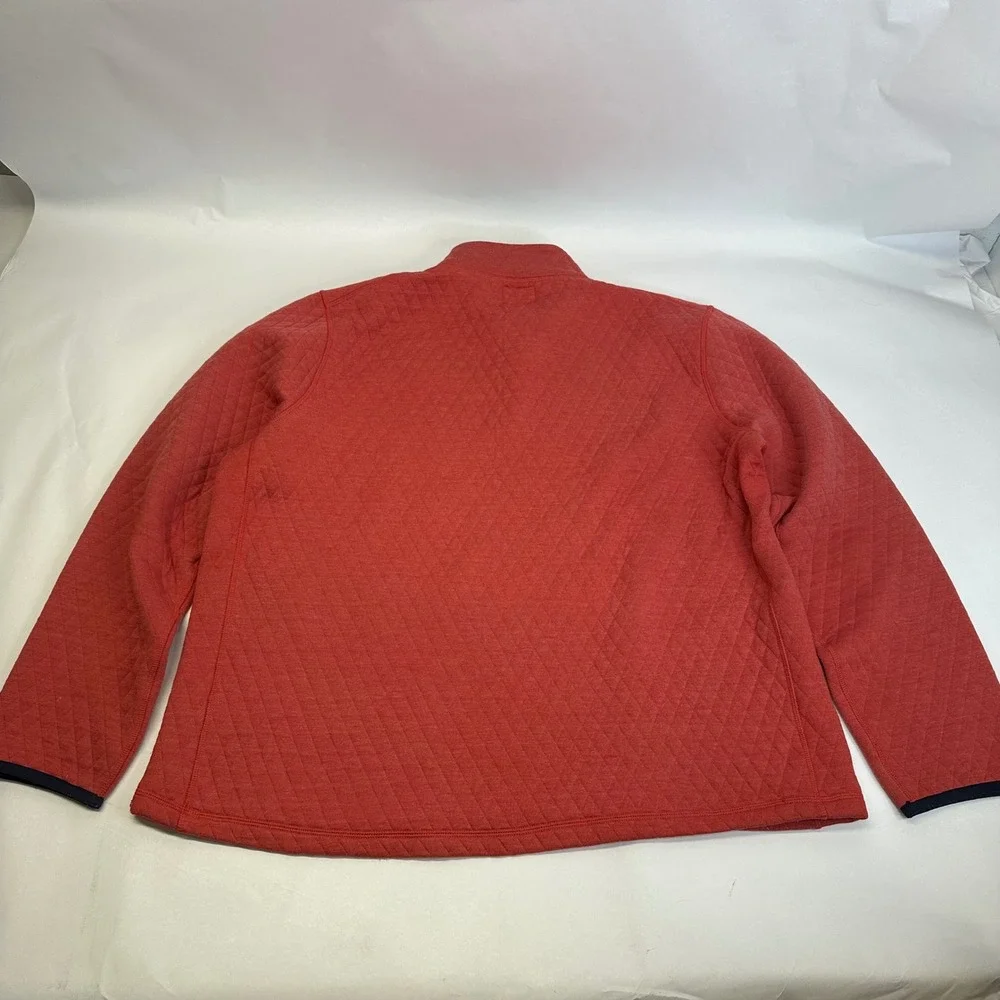 J.Crew Authentic Fleece Mens XXL Red Diamond Quilt Quarter Zip Pullover Sweater